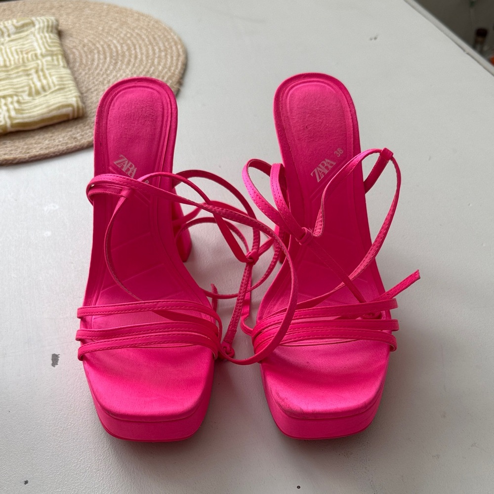 Zara Women's Hot Pink Strappy Heels